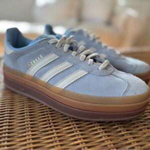 Adidas Gazelle Light Blue and White Shoes